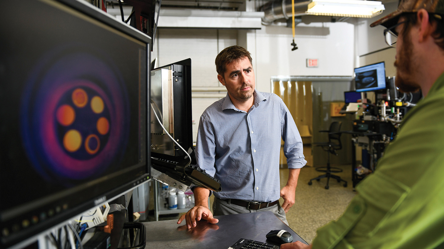 A researcher works in NC State's 3D-printing lab.
