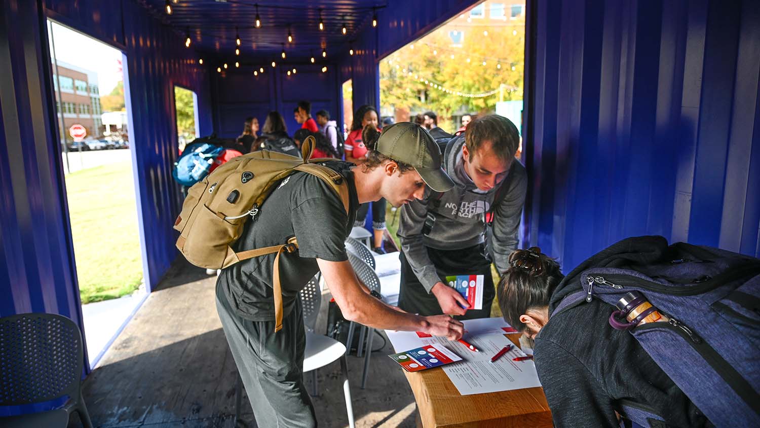 Students gather for Pack Appreciation Day at The Corner on Centennial Campus.