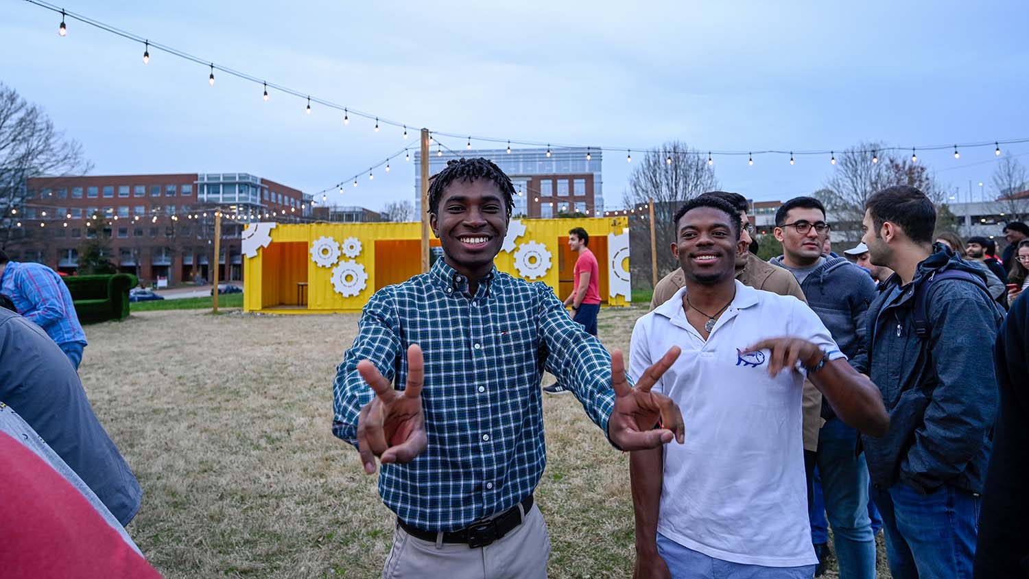 Students gather for an event in The Corner.