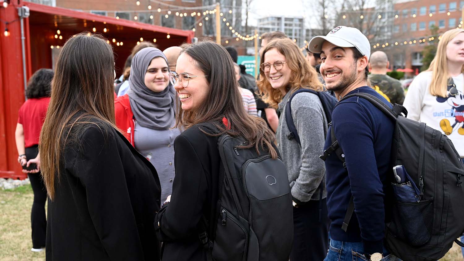 Students gather for an event in The Corner.